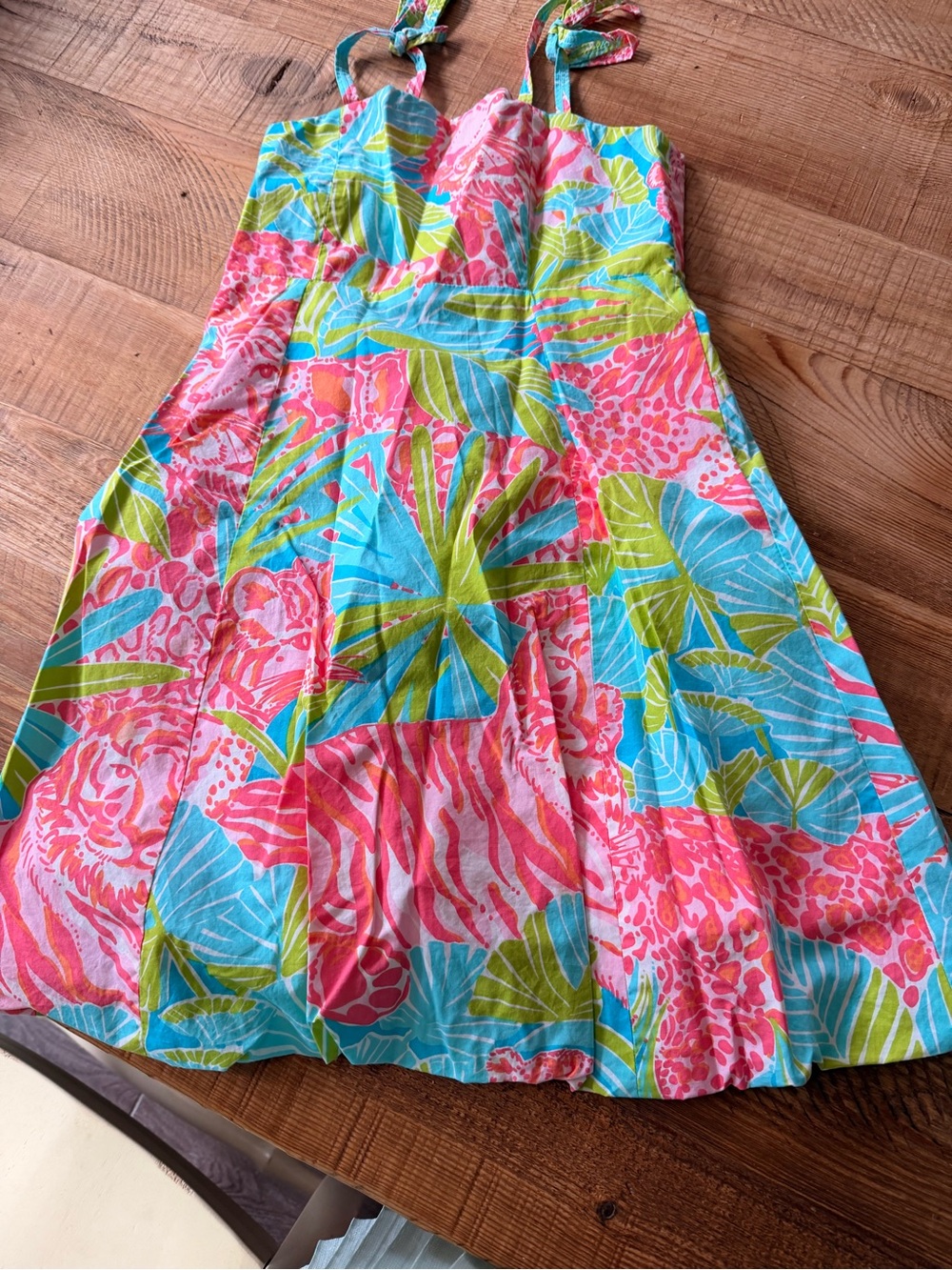 Lilly Pulitzer Girls Dress Size 8 Bright Tropical Print Tie Strap Sundress